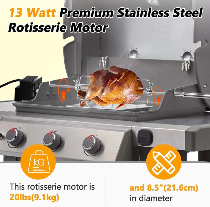 Ebusin 7652 Grill Rotisserie Kit for Genesis II/Genesis II LX 200/300 Series,7652 Stainless Steel Rotisserie Suitable for All Kinds of Meat,for Family Picnic,Camping - Image 2